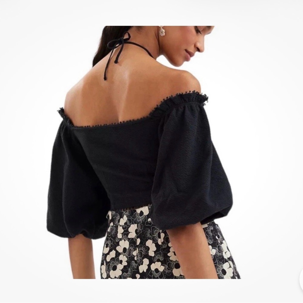 Anthropologie Frida Off-The-Shoulder Puff Sleeve Halter Top Small - Picture 2 of 6